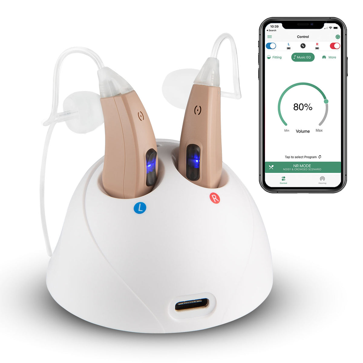 MX-Smart Self-Fitting Hearing Aids - Customizable with Bluetooth Phone APP,  Pair