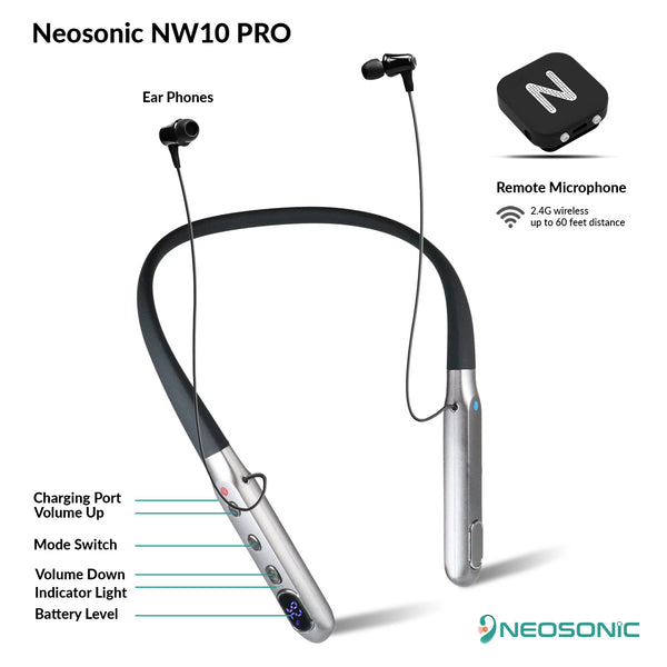 NW10 Pro Neckband Listener Rechargeable Hearing Amplifier with Wireless Microphone